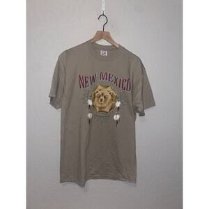 Vintage New Mexico Shirt Jerzees Bear Animal Native American Brown 90s VTG Large